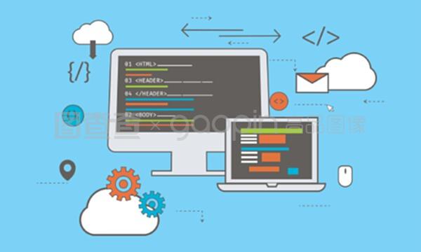 平面插圖 網(wǎng)頁開發(fā)中的商業(yè)概念與技術(shù)表達(dá)